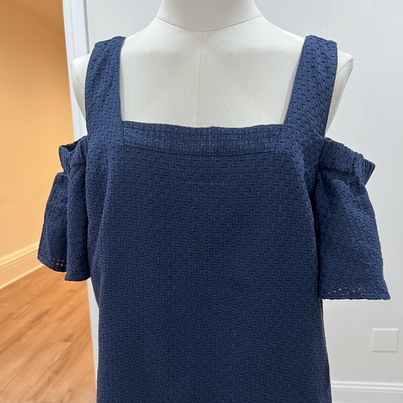 J. Crew Cold Shoulder Dress Navy Blue SZ M - Picture 2 of 16